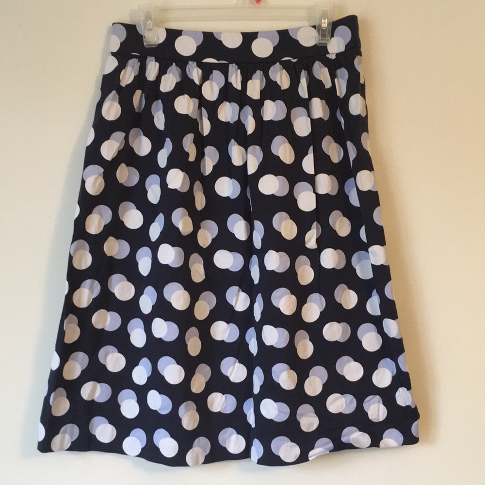 96% Cotton Ann Taylor Blue Polka Dot Skirt Size 8